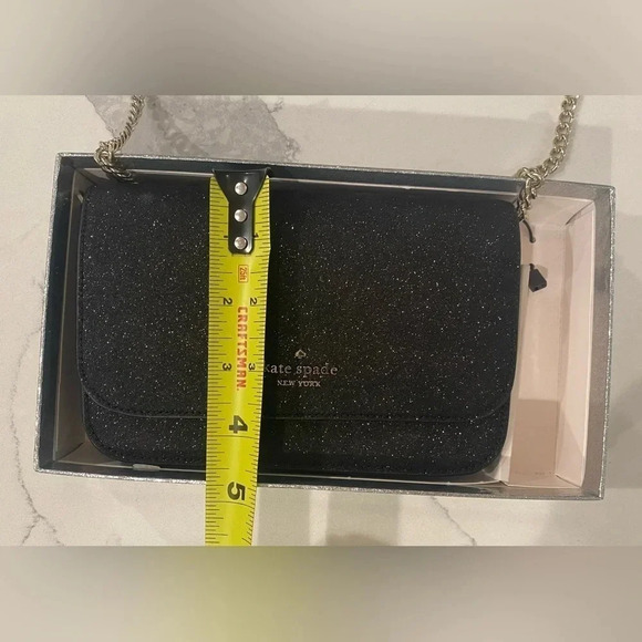 KATE SPADE Convertible Black Glitter Crossbody/Clutch Handbag NEW in gift box - Picture 12 of 12